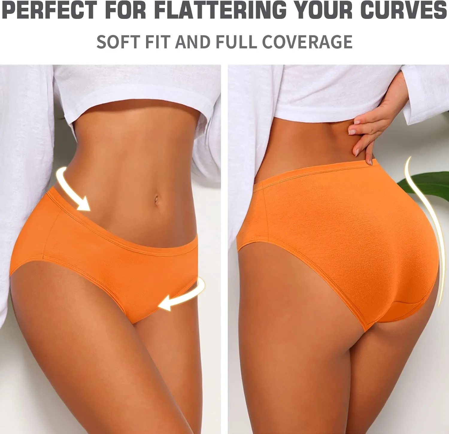 Eiggam Women's Cotton Bikini Panties,High-Cut Full Coverage Stretch Cool Underwear for Women