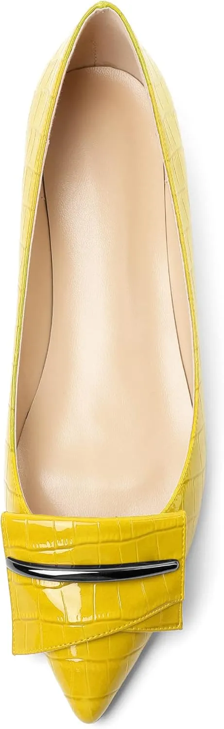 Eldof Loafer Flats for Women Pointed Toe Slip On Comfortable Ballet Flats Shoes with Bow for Office Casual Work Dress