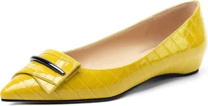 Eldof Loafer Flats for Women Pointed Toe Slip On Comfortable Ballet Flats Shoes with Bow for Office Casual Work Dress