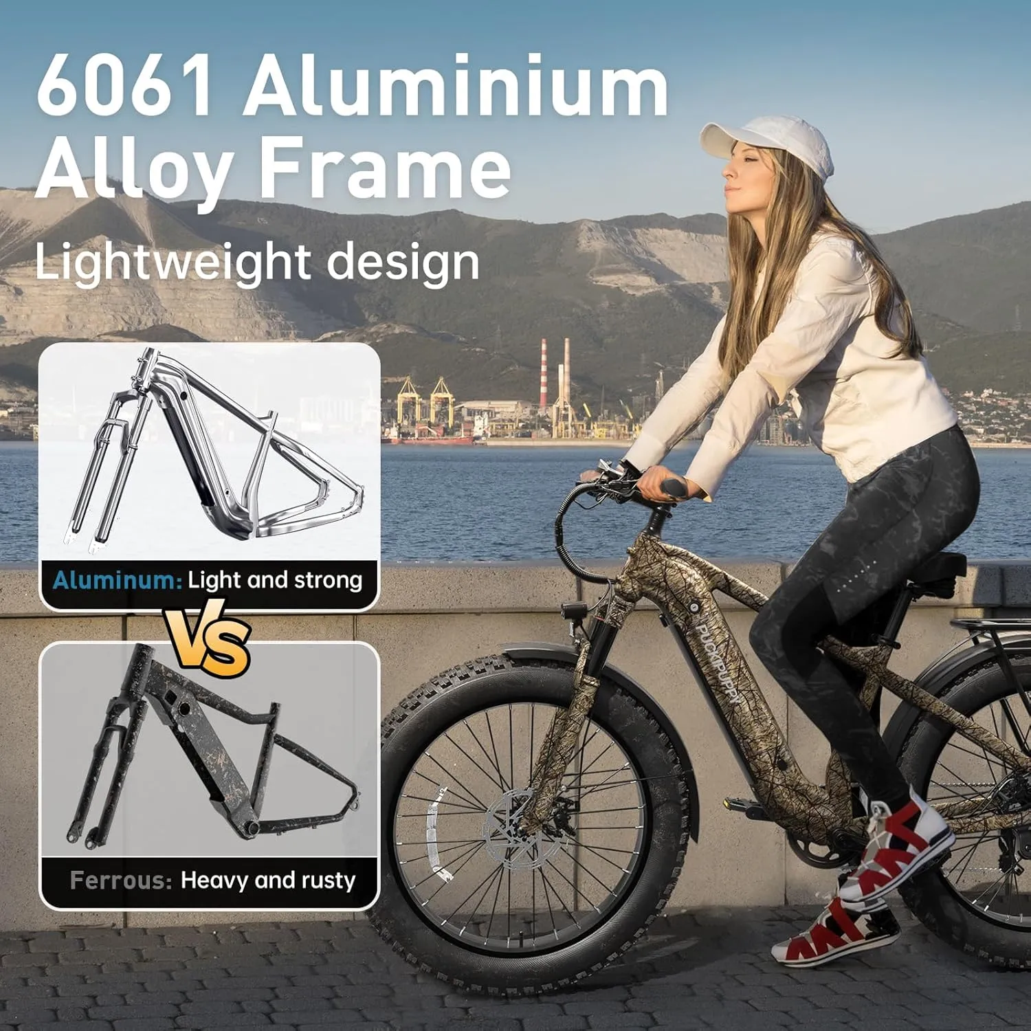 Electric Bike for Adults with 960W(Peak), 26" Fat Tire Electric Mountain Bike，48V 15AH Removable Battery Ebike, 28MPH Aluminum Frame E Bike with Rear Storage Shelf