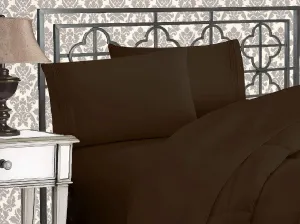 Elegant Comfort 1500 Premier Hotel Quality 4-Piece Bed Sheet Sets, Deep Pockets - Luxurious Wrinkle Free & Fade Resistant, Full, Chocolate Brown