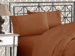 Elegant Comfort 1500 Premier Wrinkle & Fade Resistant Hotel Quality Ultra Soft Luxurious 4-Piece Bed Sheet Set with Deep Pockets, Twin/Twin XL Bronze