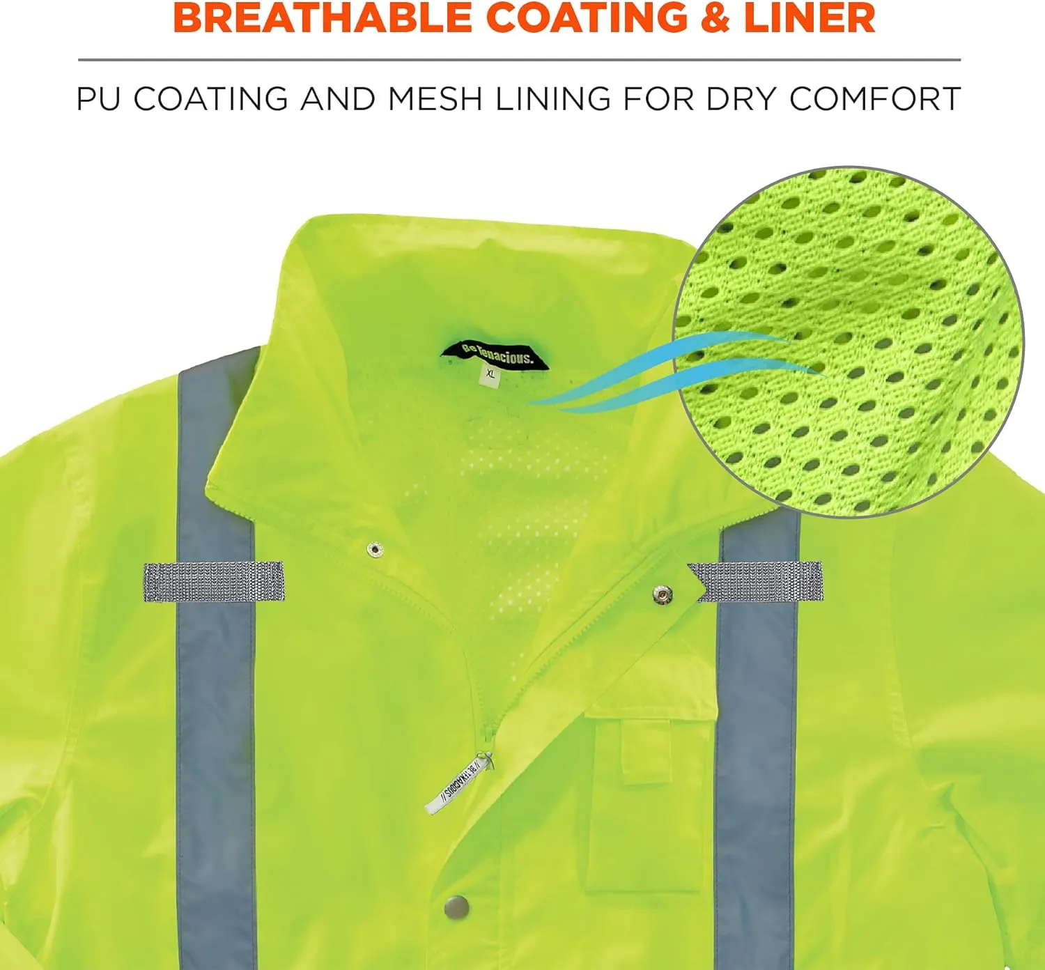 Ergodyne GloWear 8365 Rain Jacket, High Visibility, Reflective, ANSI Compliant outerwear Lime, X-Large