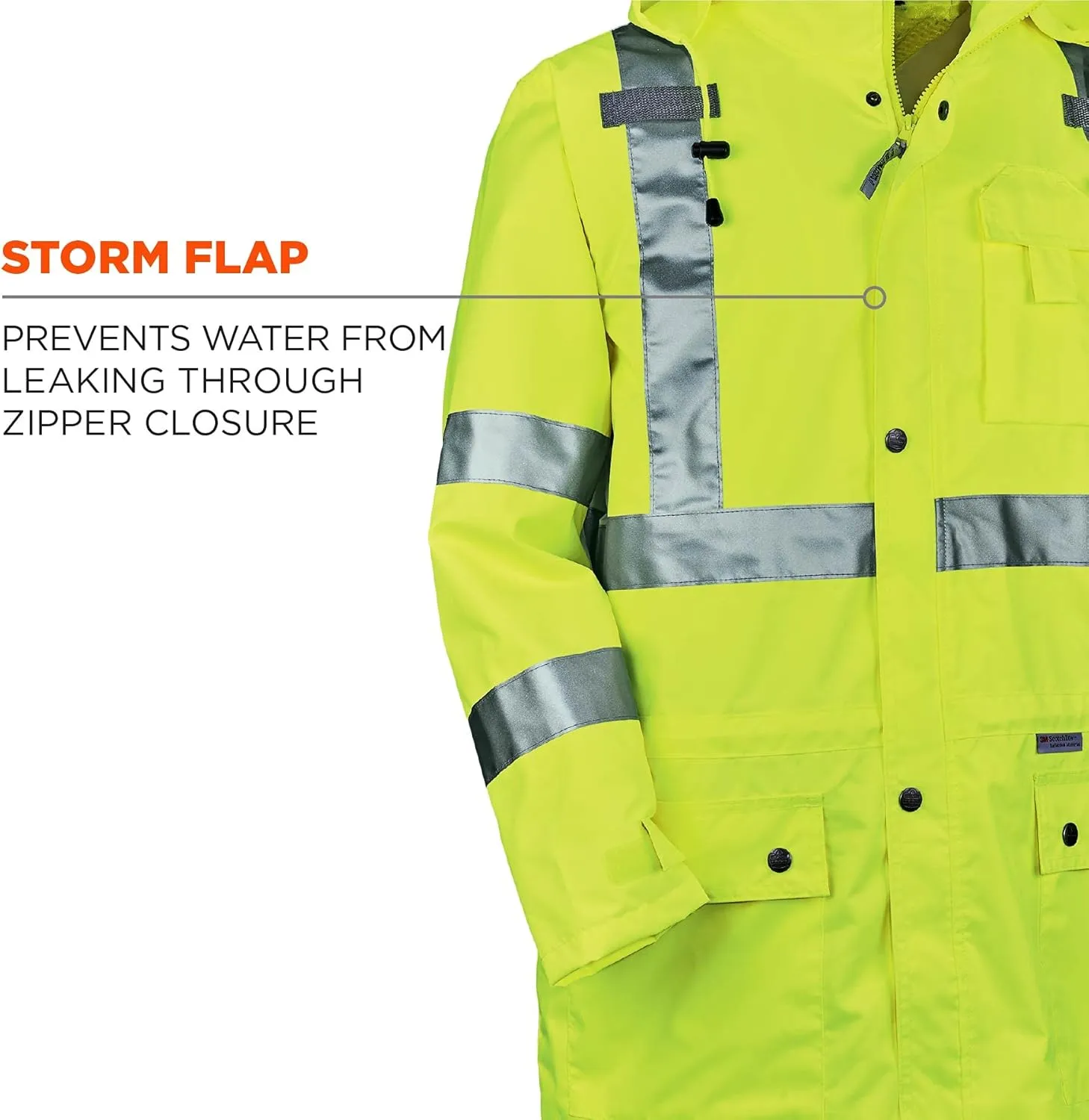 Ergodyne GloWear 8365 Rain Jacket, High Visibility, Reflective, ANSI Compliant outerwear Lime, X-Large