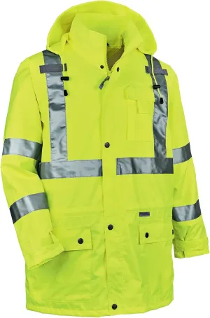 Ergodyne GloWear 8365 Rain Jacket, High Visibility, Reflective, ANSI Compliant outerwear Lime, X-Large
