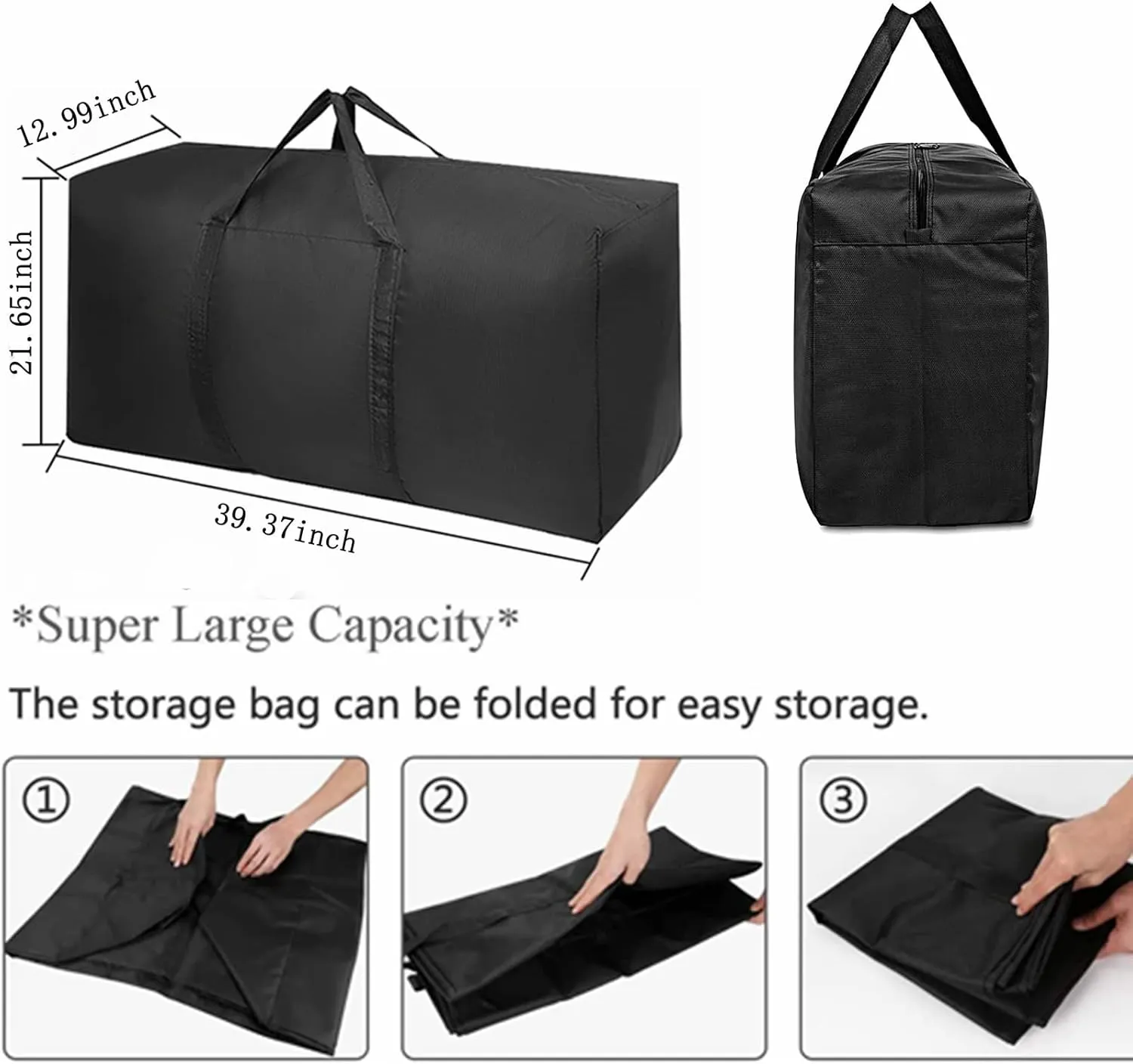 Extra Large Moving Bags with Strong Zippers & Carrying Handles, Storage Bags Storage Totes for Clothes, Moving Supplies, Space Saving Oversized Storage Bag Organizer for Moving, Traveling (2 Pack)