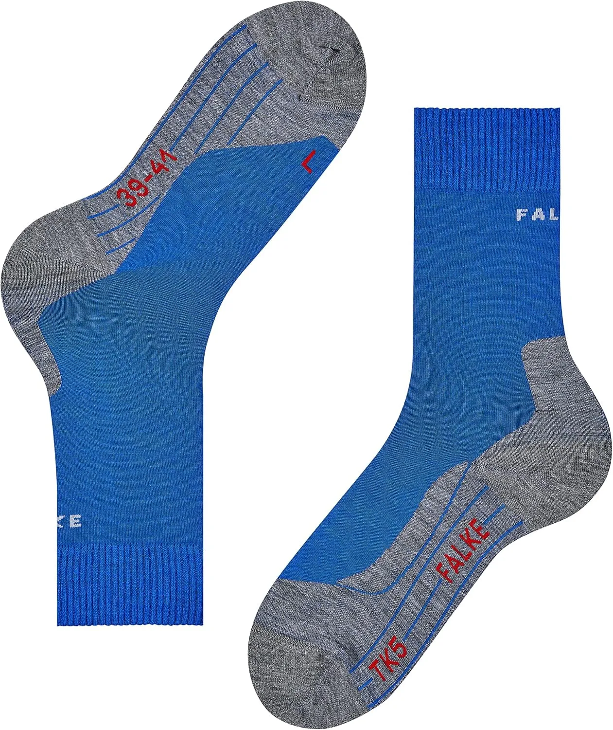 FALKE Men's TK5 Wander Hiking Socks, Crew Length, Light Padding, Athletic Sock, Breathable Quick Dry, Merino Wool, 1 Pair