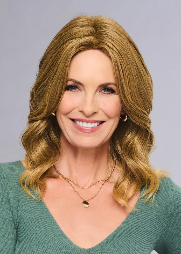Fetching Beauty Should-Length Layered Wig With Flowing Waves by Hairuwear, Average Cap - Medium Blonde