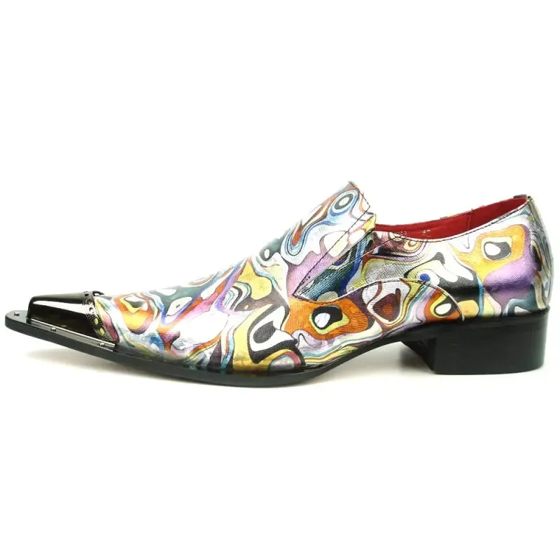 Fiesso FI-7467 Multi Color Metal Tip Loafers