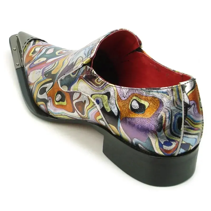 Fiesso FI-7467 Multi Color Metal Tip Loafers