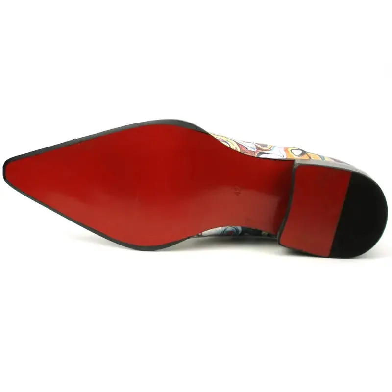 Fiesso FI-7467 Multi Color Metal Tip Loafers