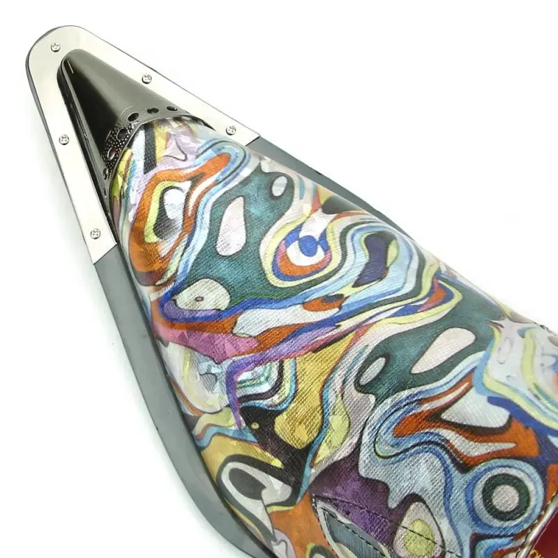 Fiesso FI-7467 Multi Color Metal Tip Loafers