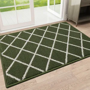 Finchitty Indoor Door Mat, Dirt Resistant and Absorbent, Low-Profile, Non-Slip, Washable Inside Floor Mats for Front Door, Back, and Entrance, 36" x 24", Green