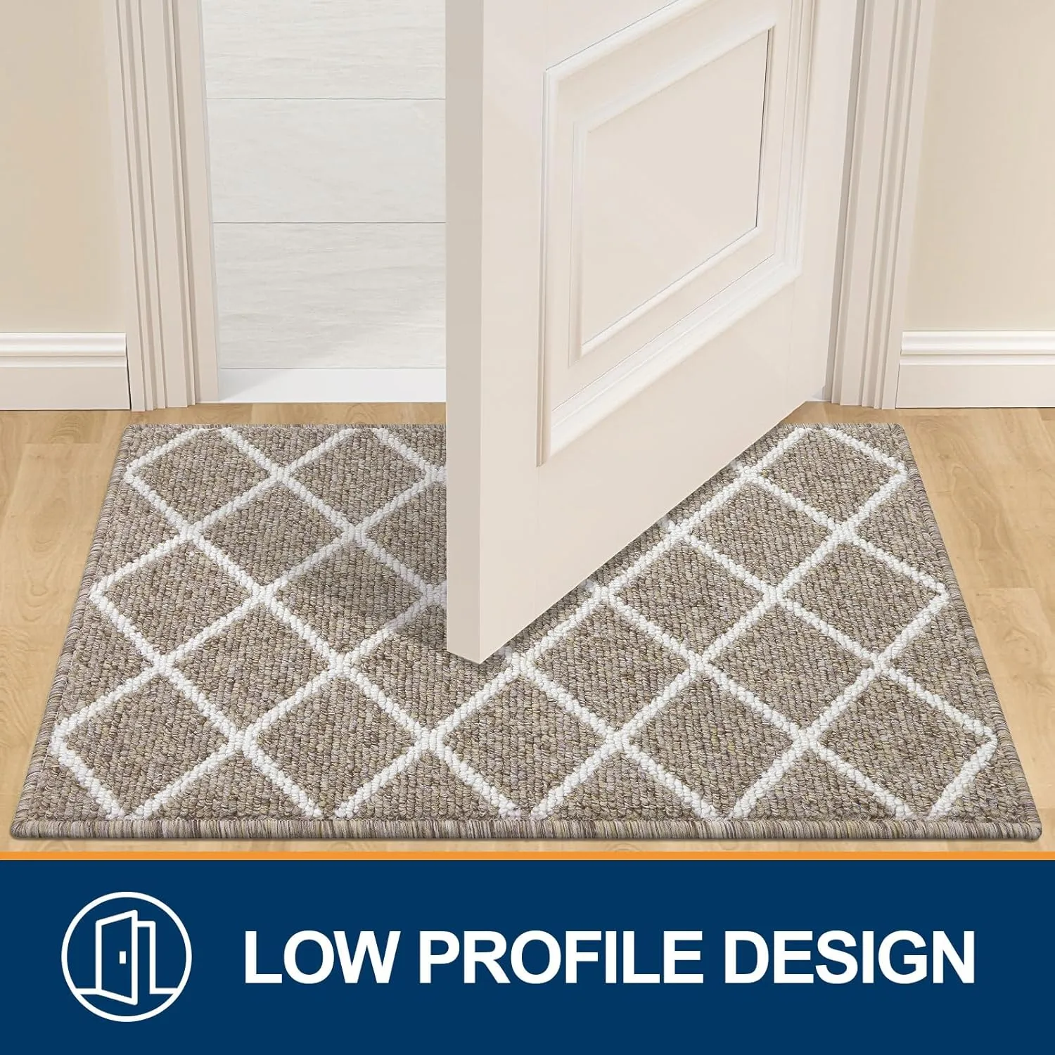 Finchitty Indoor Door Mat, Dirt Resistant and Absorbent, Low-Profile, Non-Slip, Washable Inside Floor Mats for Front Door, Back, and Entrance, 36" x 24", Khaki