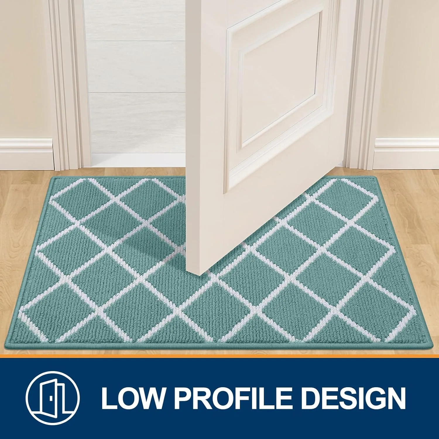 Finchitty Indoor Door Mat, Dirt Resistant and Absorbent, Low-Profile, Non-Slip, Washable Inside Floor Mats for Front Door, Back, and Entrance, 36" x 24", Sage Green