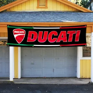 Flag Motorcycle Racing Car Banner (2x8ft,Heavy Duty, Durable 150D Polyester) Brass Grommets For Outdoor Room Man Cave