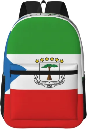 Flag of Equatorial Guinea Large capacity backpack (17 inches), suitable for men and women, suitable for school, work, hiking, camping