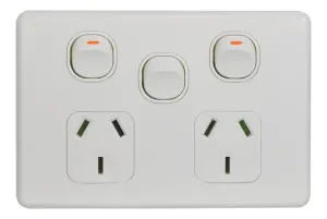 Flat Cat Slimline Double Power Point With Extra Switch