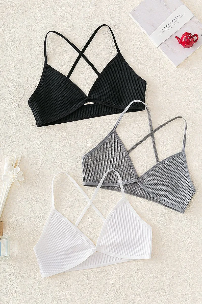 Flat Knit Strappy Bralette Thin Bra