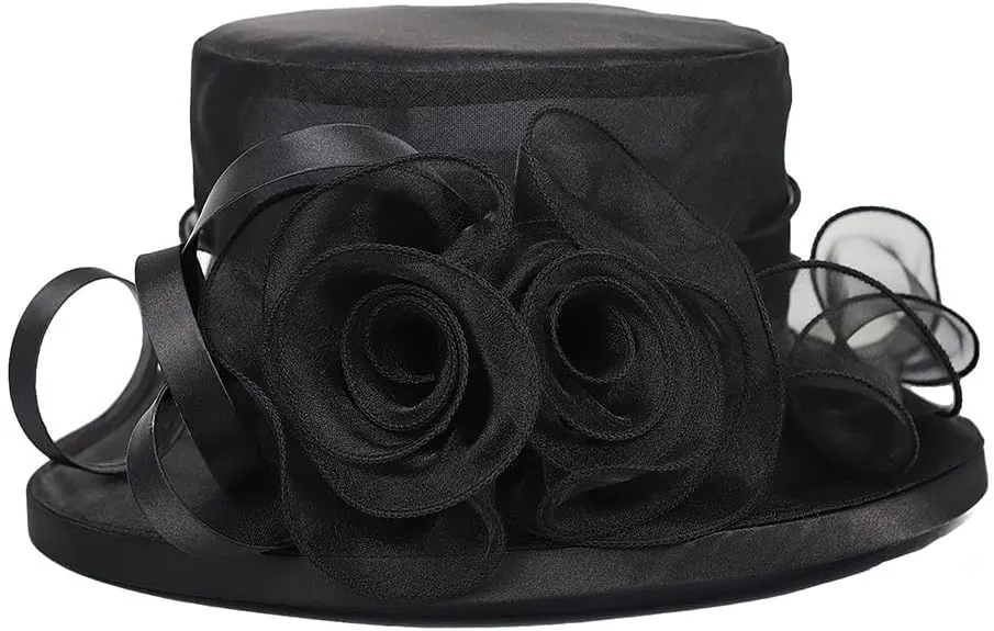 Flat Top Sun Visor Hats for Women Floral Bride Wedding Fascinator Hat Bucket Hat Cocktail Party Derby Cap