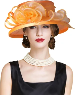 Flat Top Sun Visor Hats for Women Floral Bride Wedding Fascinator Hat Bucket Hat Cocktail Party Derby Cap