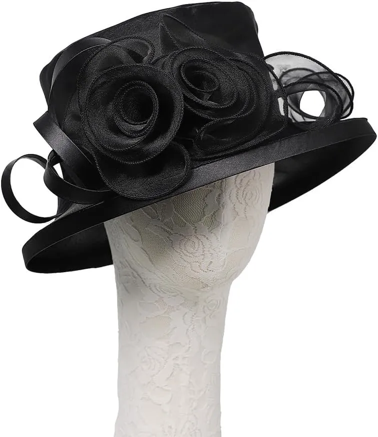 Flat Top Sun Visor Hats for Women Floral Bride Wedding Fascinator Hat Bucket Hat Cocktail Party Derby Cap