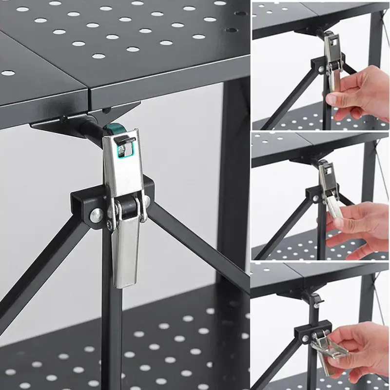 Foldable 4 Tier Kitchen Trolley Shelving Unit with Wheels