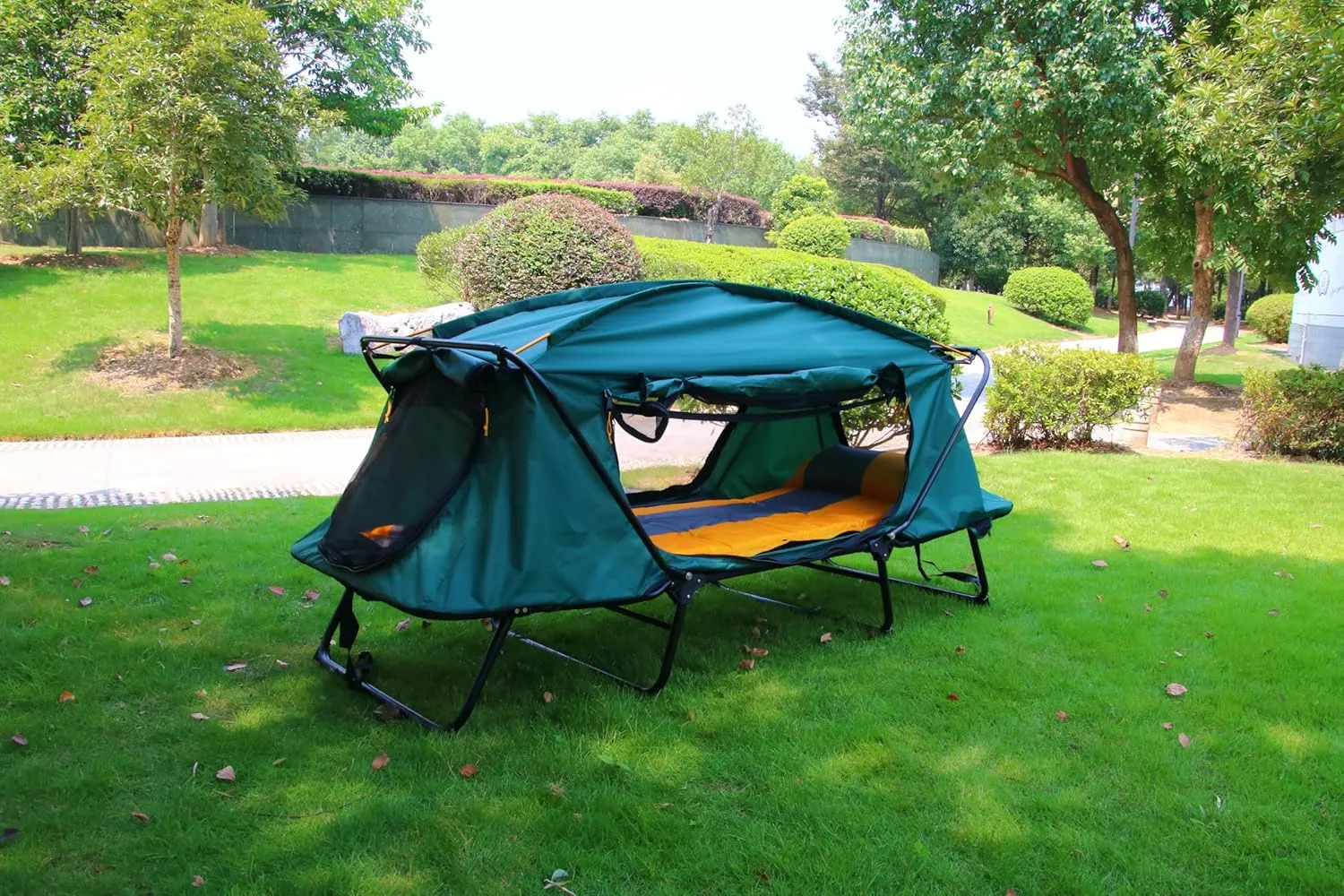 Foldable Camping Tent with Bed, 2 Layers High Elevated Fishing Tent, Waterproof Portable Sleeping Cot for Outdoor Garden Balcony