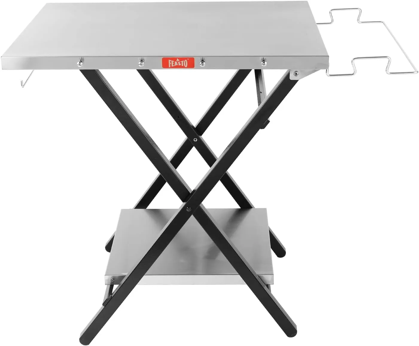 Foldable Grill Table with Extra Storage Bottom Shelf, Outdoor Indoor Foldable Outdoor Grill Stand Table with Garage Rack & Tissue Holder,Easy Set-up, 30" x 24", Silver