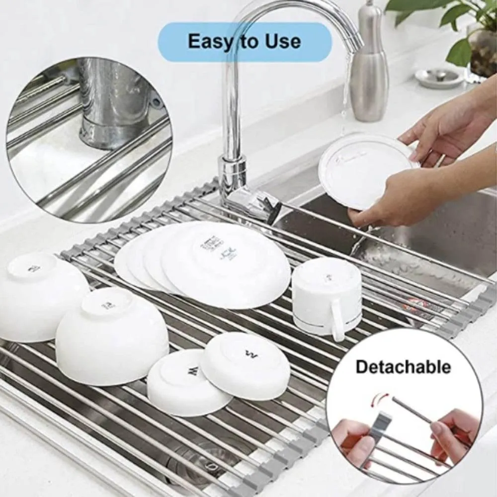 Foldable Over Sink Dish Drying Rack - Space-Saving Kitchen Organizer