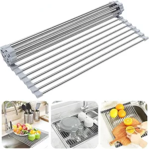 Foldable Over Sink Dish Drying Rack - Space-Saving Kitchen Organizer