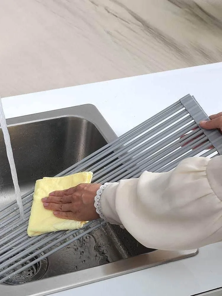 Foldable Over Sink Dish Drying Rack - Space-Saving Kitchen Organizer