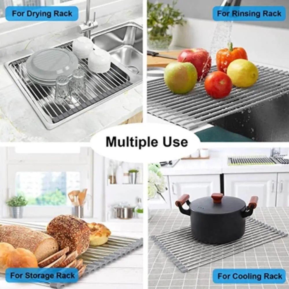 Foldable Over Sink Dish Drying Rack - Space-Saving Kitchen Organizer