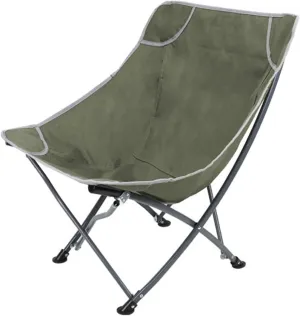 Folding air Ultralight Outdoor, Lazy Moon air, Portable Fishing air with Backrest Stool, Camping Recliner (Color : Army Green)