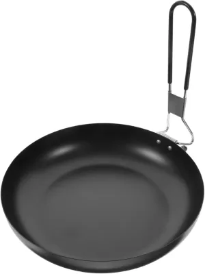 Folding Non Stick Frying Pan Portable Outdoor Cooking Pot for Camping Hiking Picnics Compact Iron Cooker with Convenient Handle Design Flat Bottom Griddle for Easy