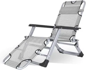 Folding Sun Lounger, Folding Deck Chair Beach Deck Chair, Beach Garden Camping Bed Chair, Comfortable Sofa-Whiteg with Cotton Pad Interesting Life(White)