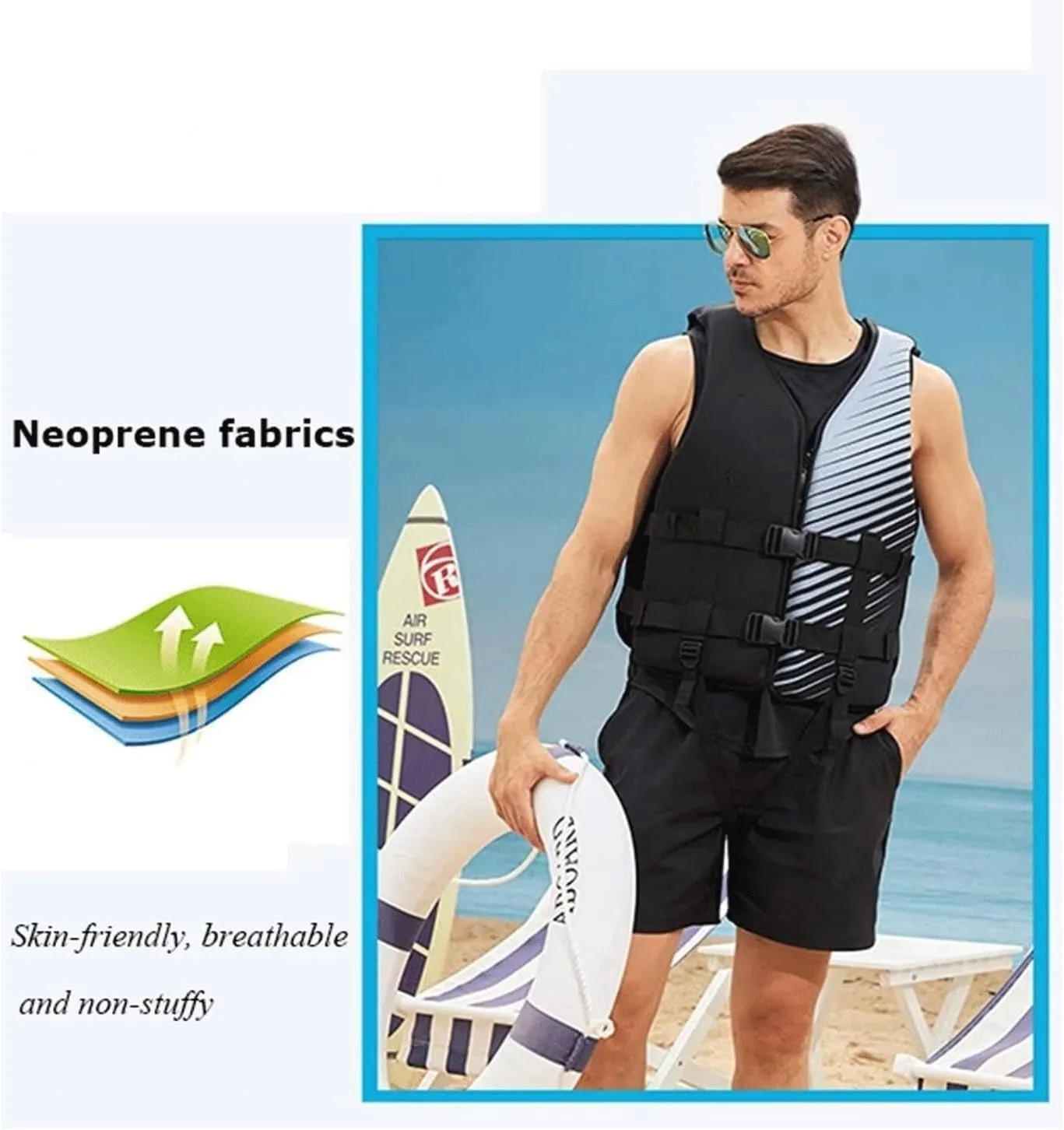 FOVIGUO Fishing Life Jackets for Adults, Adult Life Jackets, Multifunction Vest for Women with Zipper for Men and Women(X-Large)