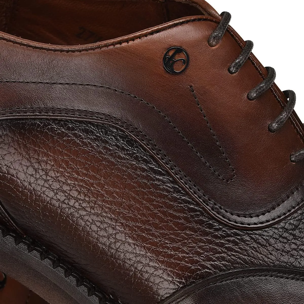 FRANCO CUADRA Men's Derby Shoes in Genuine Deer Leather Brown
