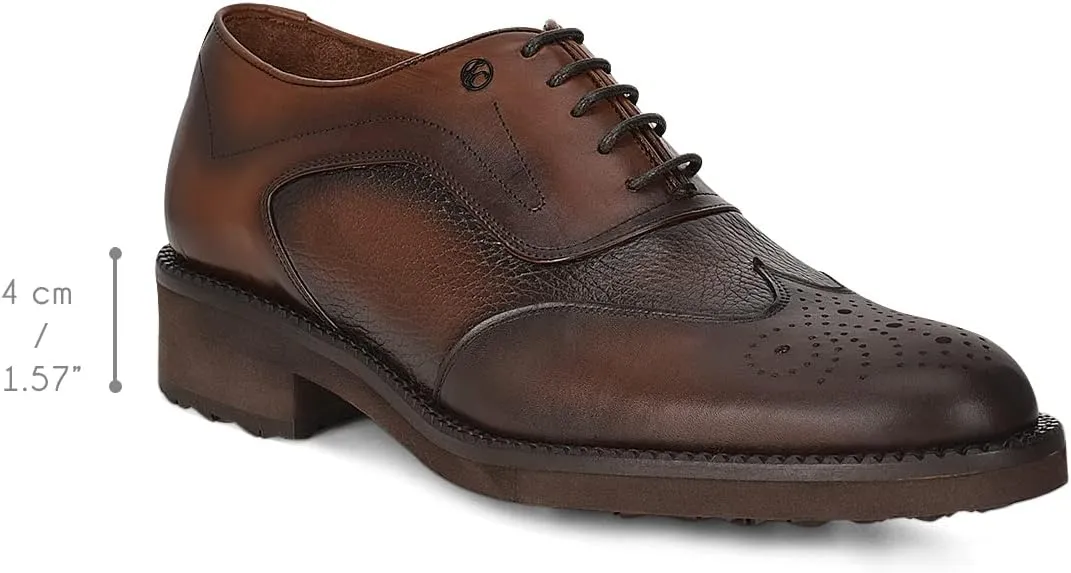 FRANCO CUADRA Men's Derby Shoes in Genuine Deer Leather Brown