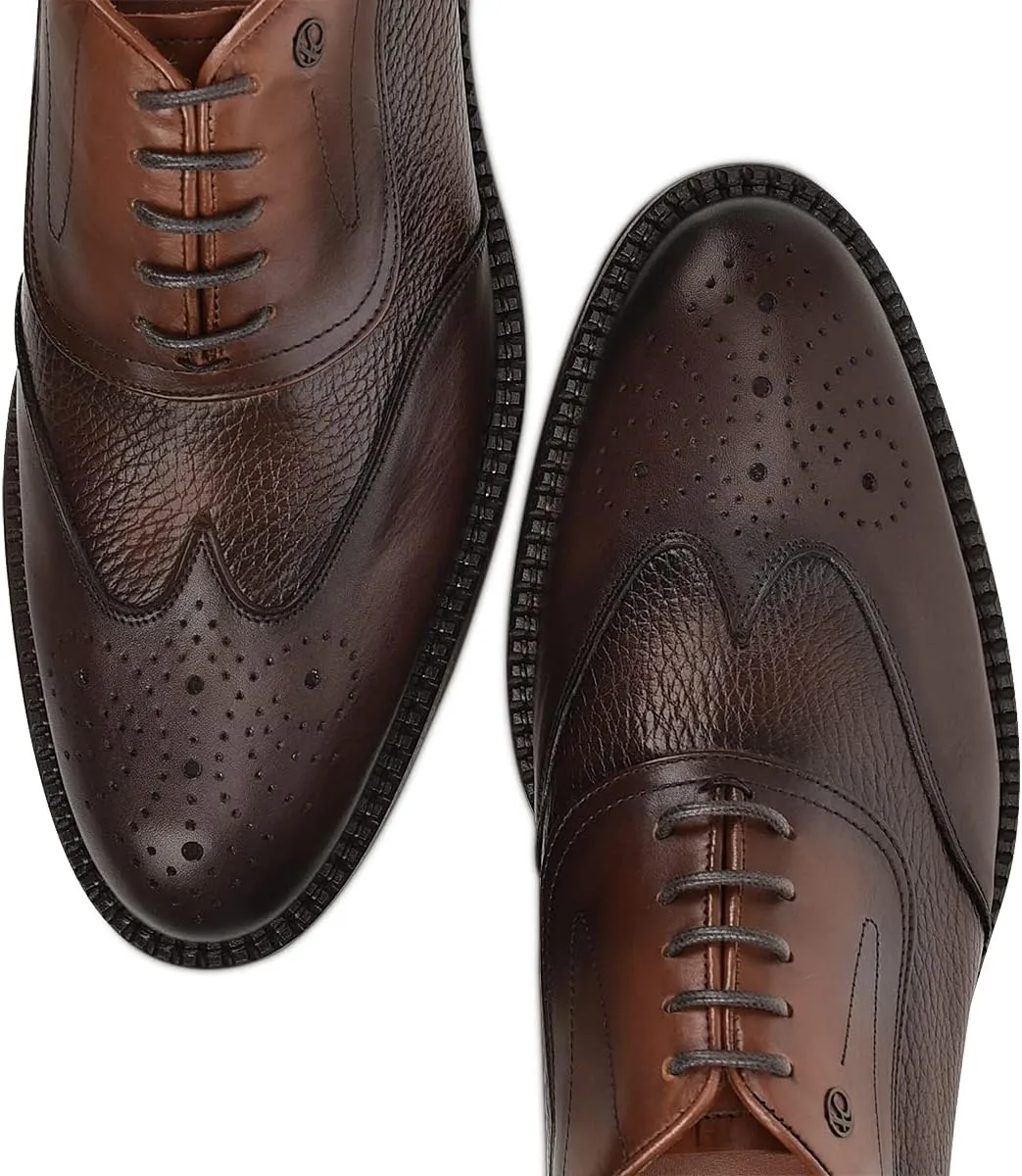 FRANCO CUADRA Men's Derby Shoes in Genuine Deer Leather Brown