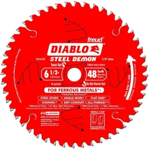 Freud Diablo D0648CFX 6-1/2" x 48 Teeth Demon Ferrous Cutting Circular Saw Blade