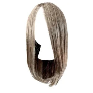 Front Cover Layered Long Bob Style Wig, Hand-Tied Mono Top by Hairuwear, Average Cap - GF119 Silver And Smoke