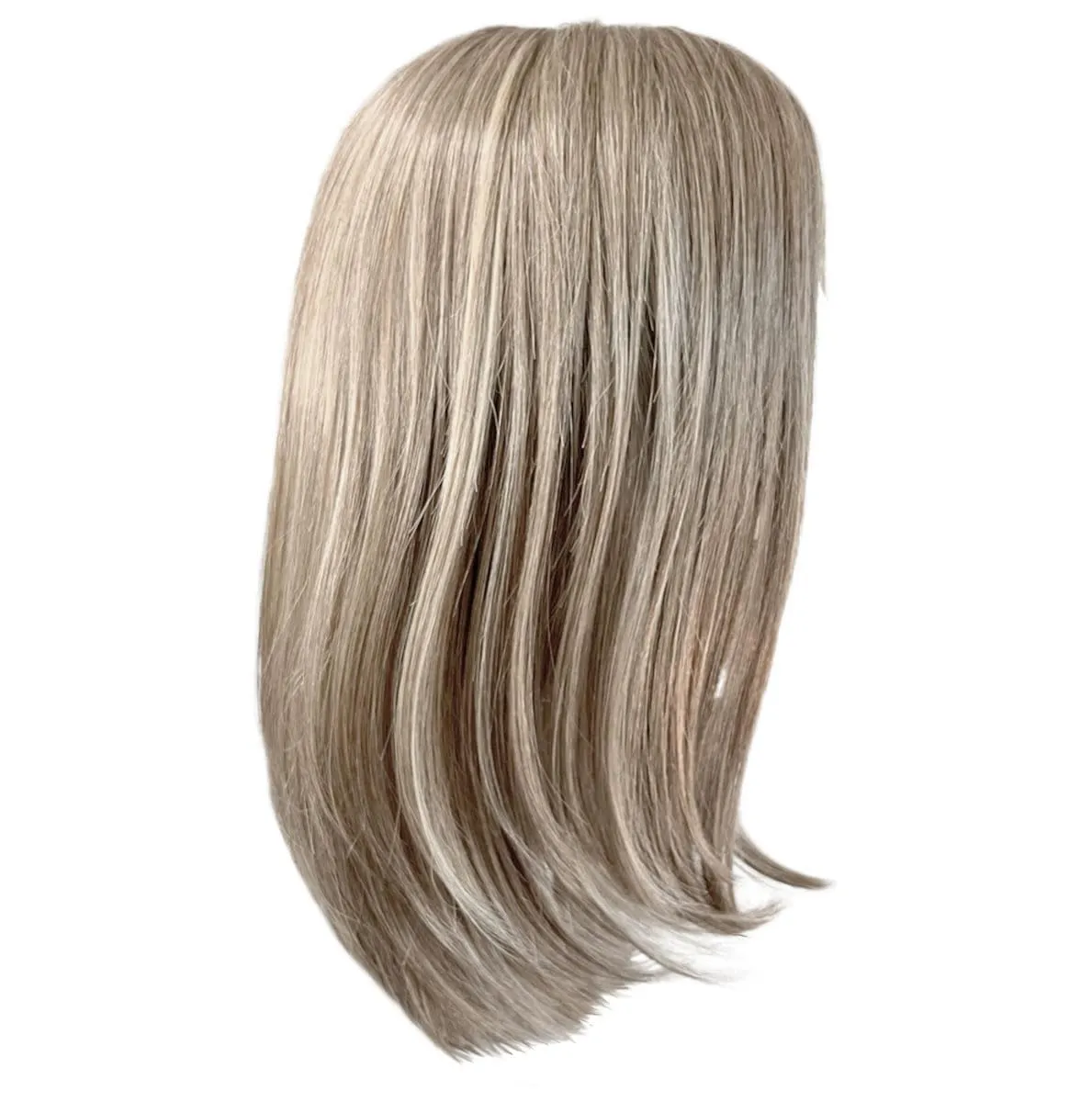 Front Cover Layered Long Bob Style Wig, Hand-Tied Mono Top by Hairuwear, Average Cap - GF119 Silver And Smoke