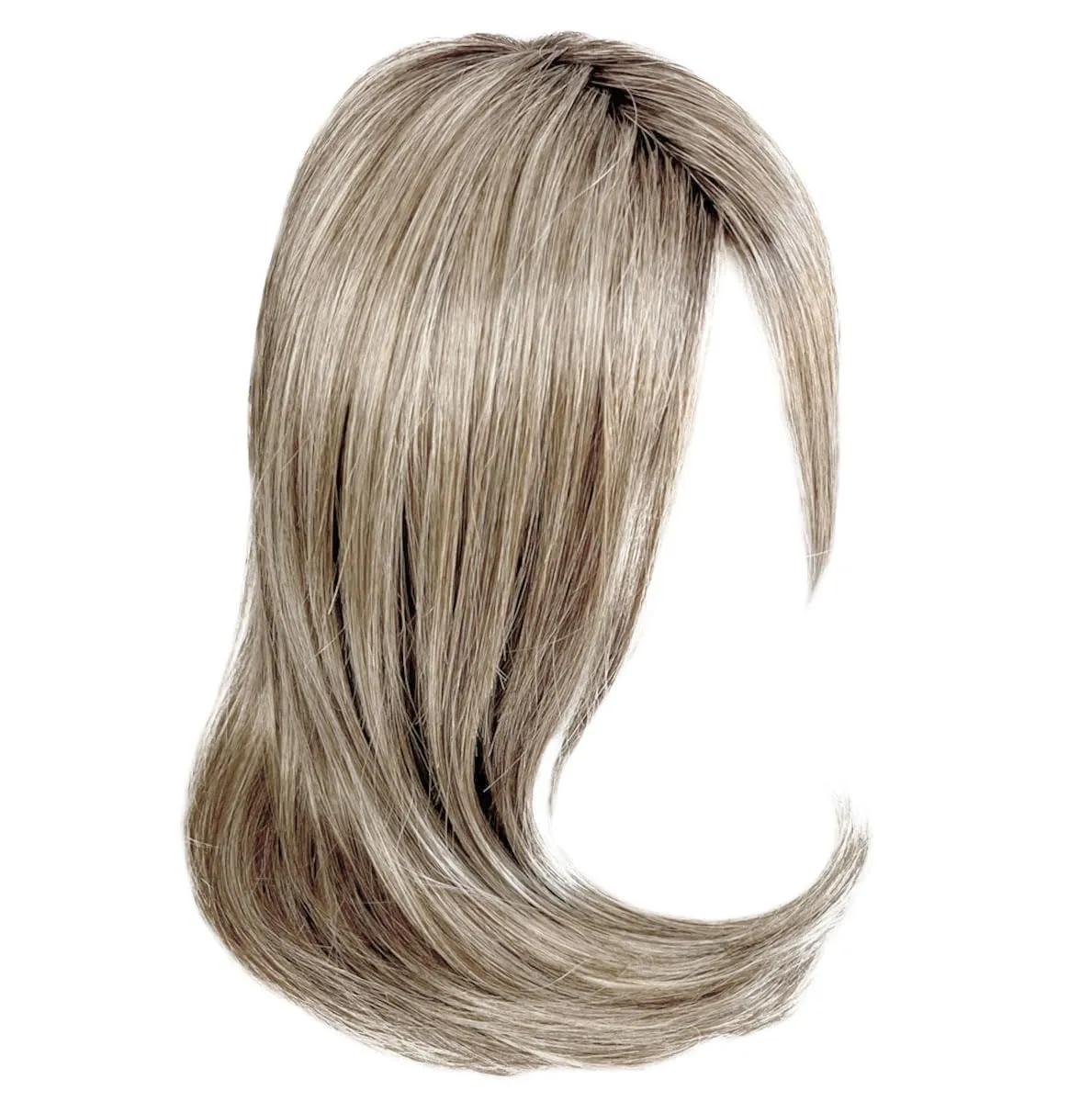 Front Cover Layered Long Bob Style Wig, Hand-Tied Mono Top by Hairuwear, Average Cap - GF119 Silver And Smoke