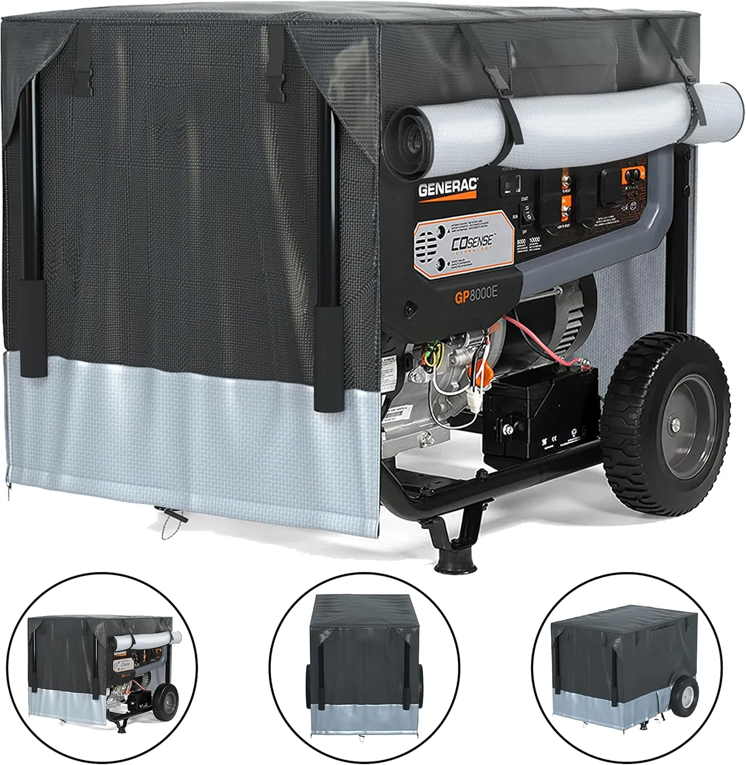 Generator Running Cover, Durable Silver Plated Waterproof Oxford Cloth, 100% Waterproof and Sunscreen, Can Be Used While Running, Compatible with Generac XT8500EFI Generac 7678 Generac GP3600 and more generators of similar size.（Patent）…