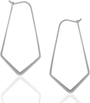 Geometric Chevron Hoop Threader Earrings for Women - Hypoallergenic Lightweight Cutout Thin Wire Drop Dangles - Plated in 925 Sterling Silver or 18K Gold