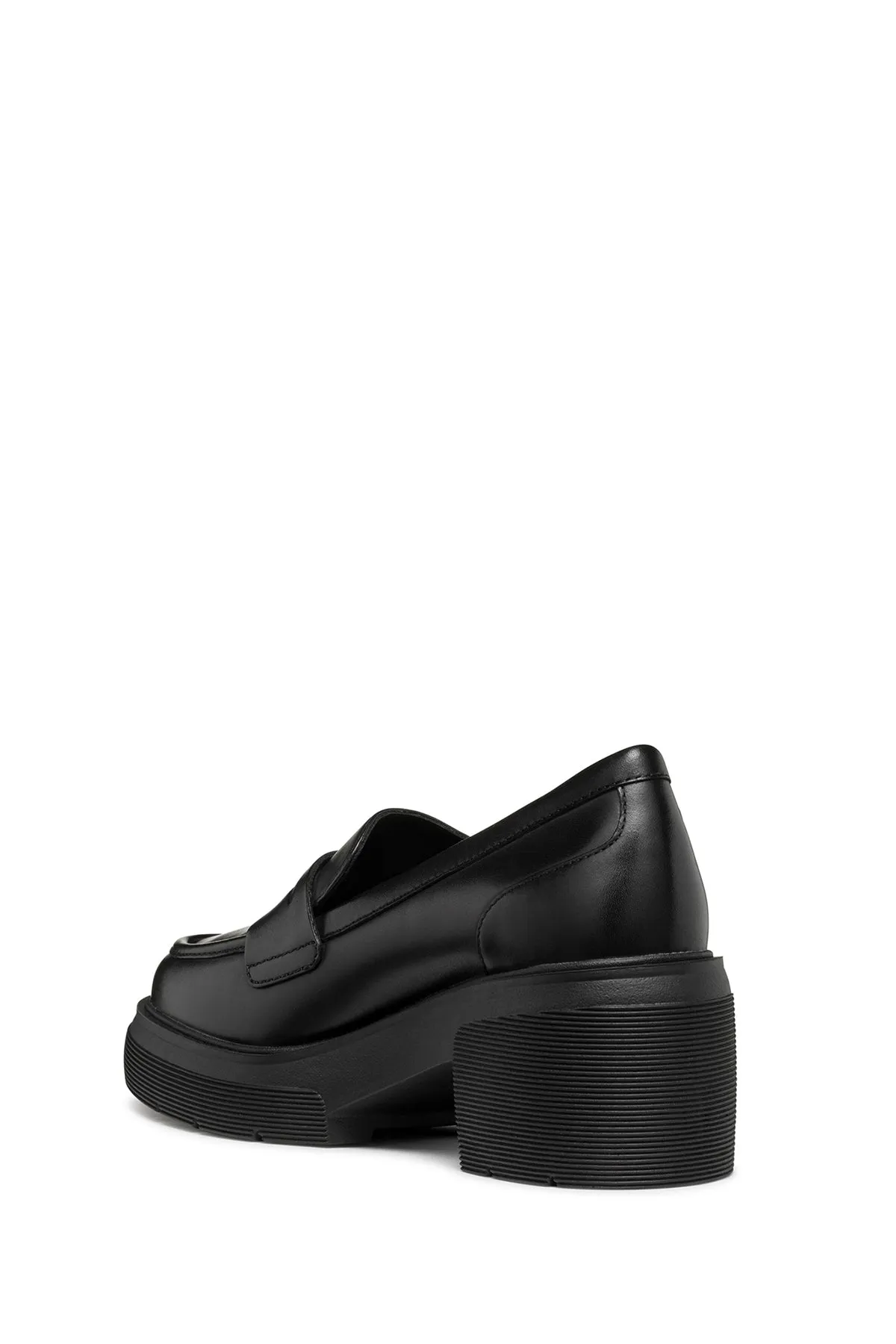 Geox Kadın Siyah Spherica Ec15 Kalın Topuklu Deri Maskülen Loafer