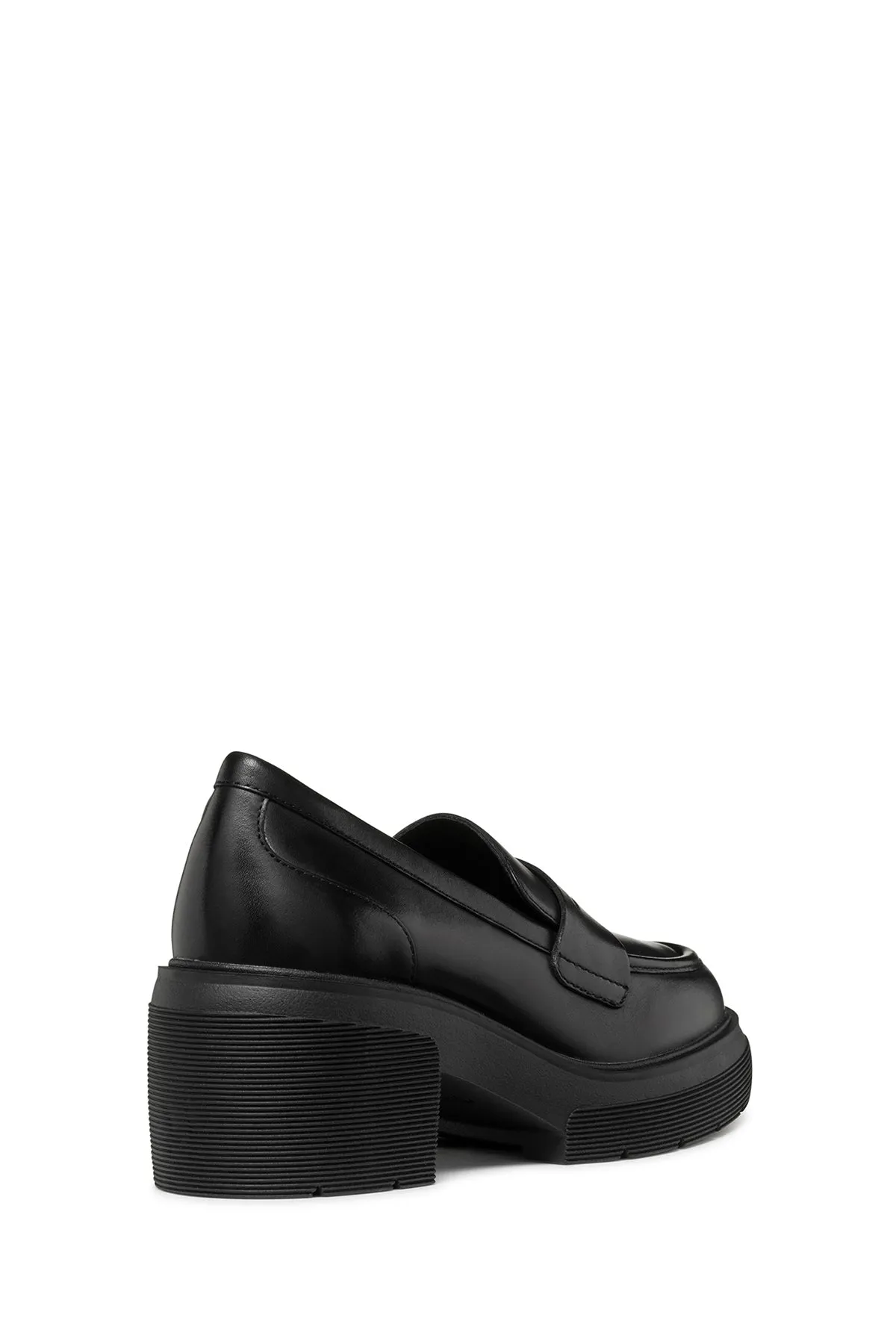 Geox Kadın Siyah Spherica Ec15 Kalın Topuklu Deri Maskülen Loafer