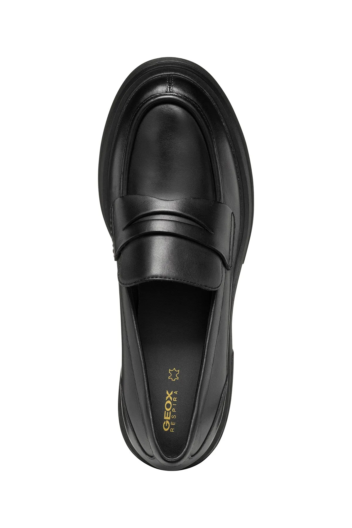 Geox Kadın Siyah Spherica Ec15 Kalın Topuklu Deri Maskülen Loafer