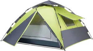 GeRRiT Tent Automatic Pop Up Tent for Camping 4 Person with 5 Waterproof Instant Family Tent Hiking Outdoor